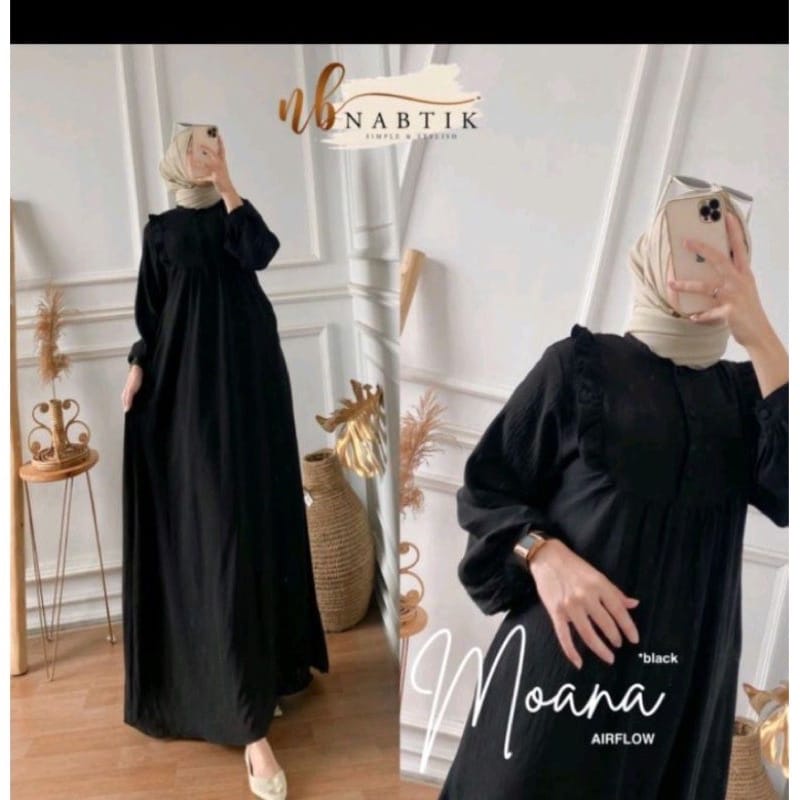 NAOMA DRESS WANITA CRINCLE AIRFLOW  / GAMIS WANITA MUSLIMAH TALI SAMPING/PINGANG