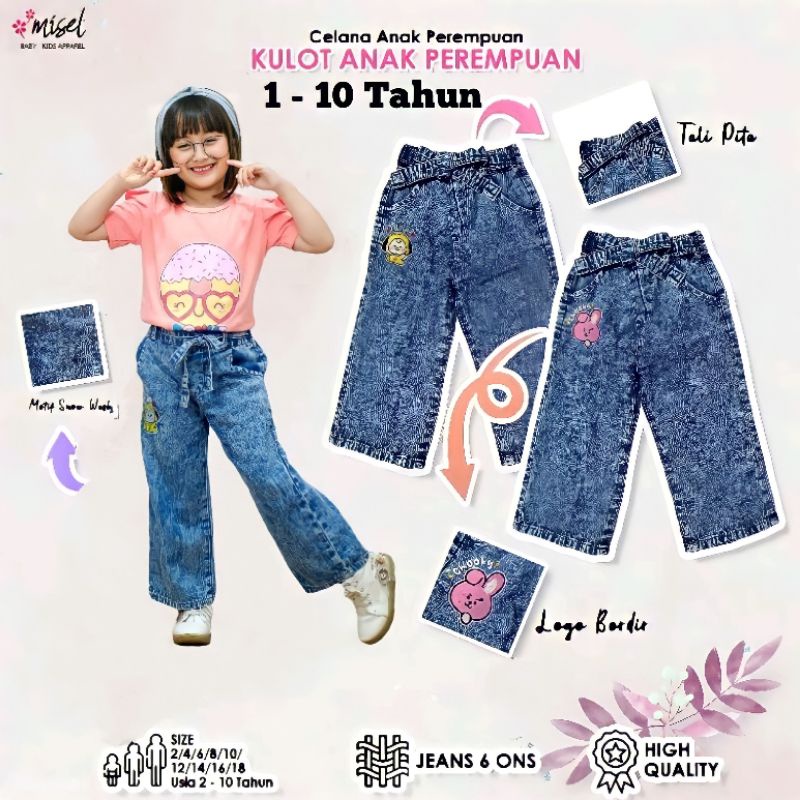 Celana Panjang Kulot Jeans Anak Perempuan Cewek Misel Usia 2 3 4 5 6 7 8 9 10 Tahun