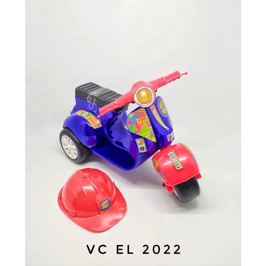 MAINAN MOTOR DORONG VESPA ANAK VC EL 2022/ VESPA DORONG LAMPU SUARA - Merah