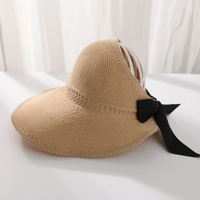 Topi Topi Lebar Rajut Wanita Topi Pantai Anti Uv Cream Import
