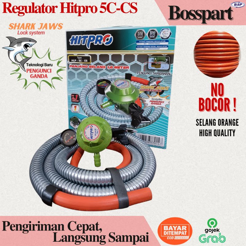 Paket Selang Gas Regulator Hitpro / HLP-5A-CS Regulator Gas dengan meteran / Regulator Hitpro Premium