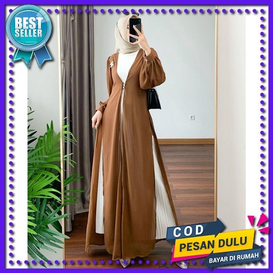 Terlaris..[M L Xl] Mustika Maxi + Outer / Gamis Terbaru Lebaran 2023 / Baju Gamis Ibu Ibu / Gamis Ju