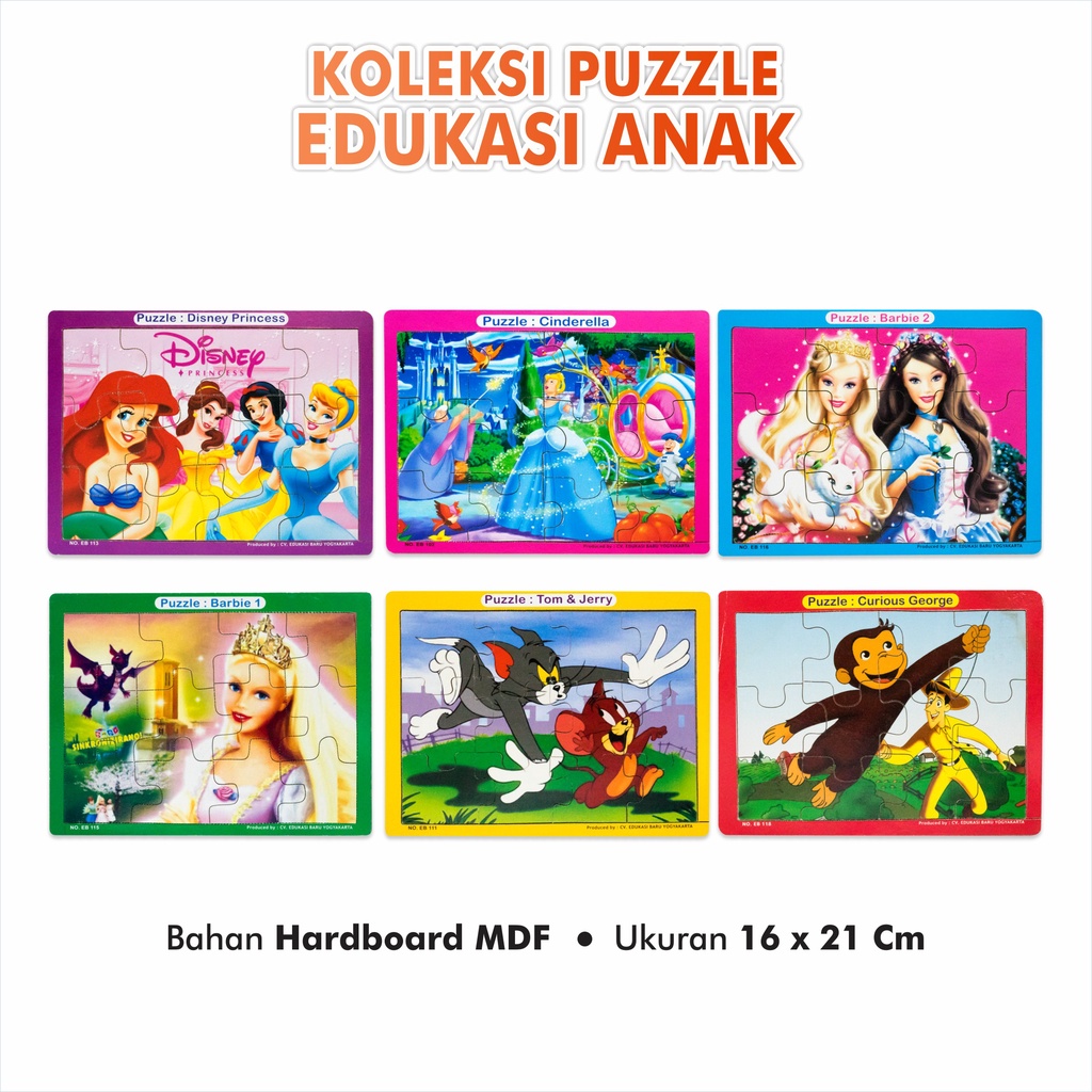 Puzzle Edukasi Anak Puzzle Anak Seri Princess Jasmine / Barbie 1 / Barbie 2 / Tinkerbell / Disney / 