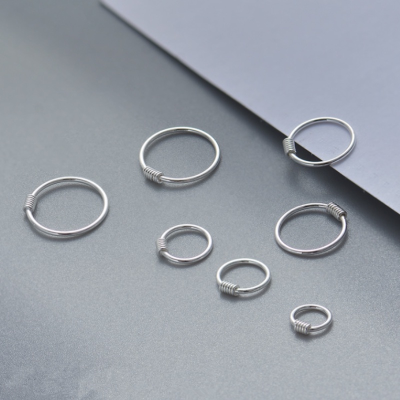 Kami Bunga Chic s925 Perak Spiral Sekrup Hoop Anting Untuk Wanita Perempuan Hypoallergenic Lingkaran Kecil Bulat Earring Pick Gratis Telinga Perhiasan