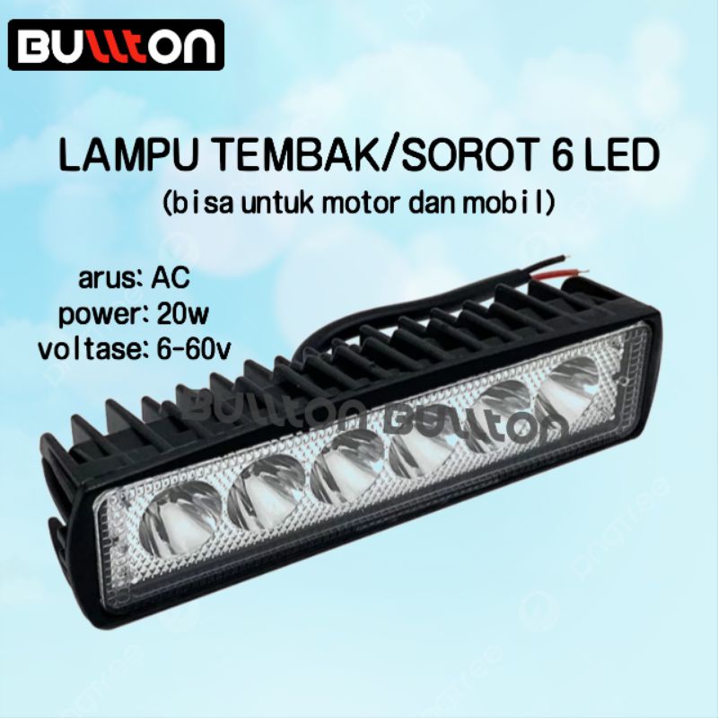 Lampu tembak mobil 6 led dc 12v /lampu tembak motor/lampu sorot motor dan mobil, lampu tembak fokus 