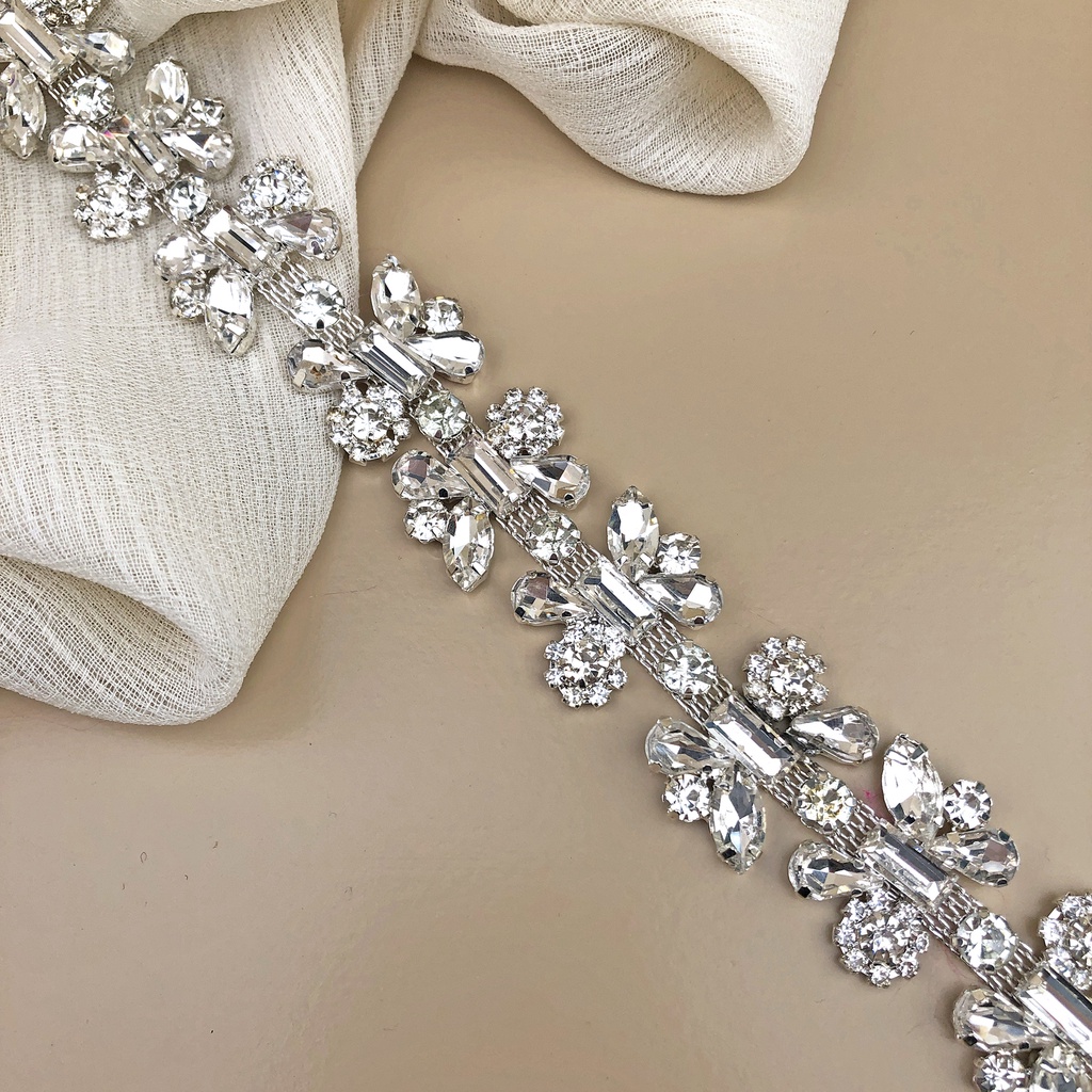 Payet Rangkai Aerin | Kristal Swarovski Cantik Mewah Import Jahit Tempel Fancy Bridal Rhinestone | I