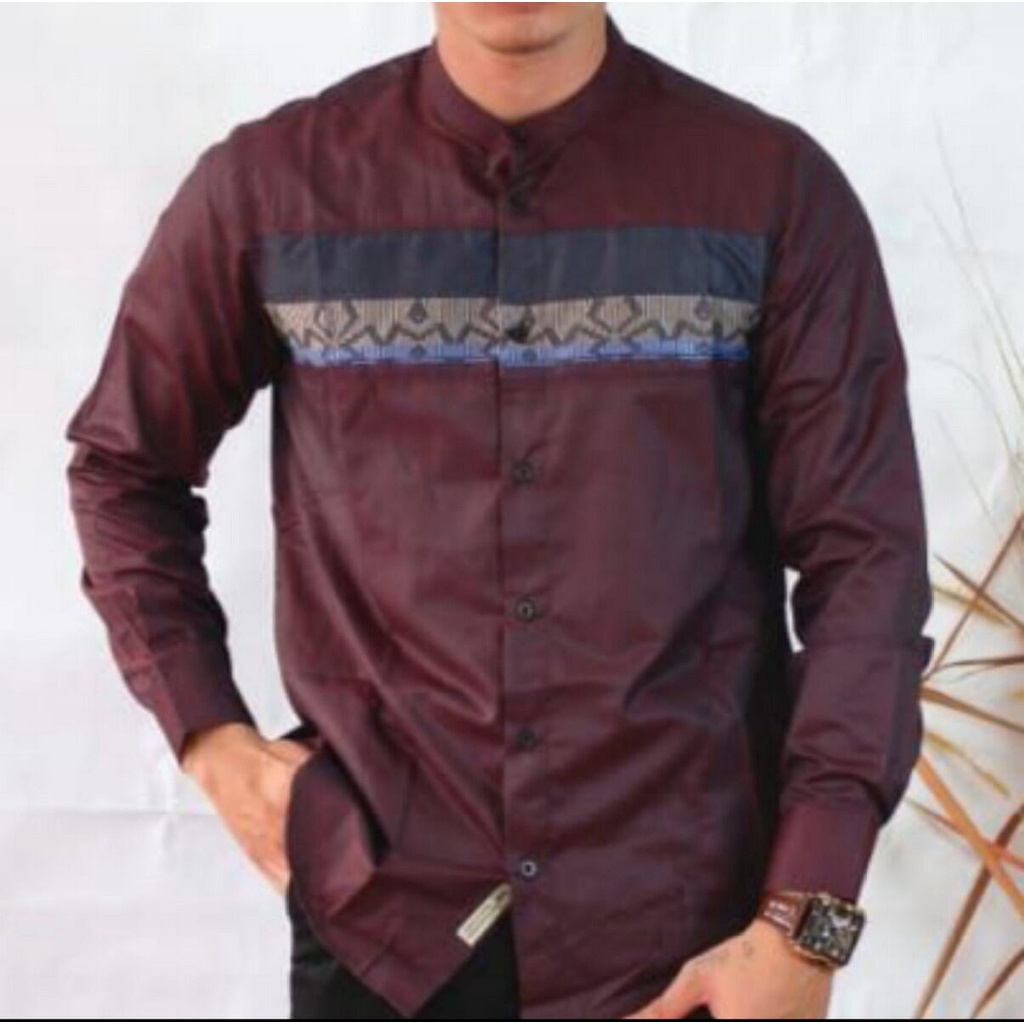 baju koko pria MK ,KEMKO MUSLIM KINARO, kemeja koko MK. Termurah