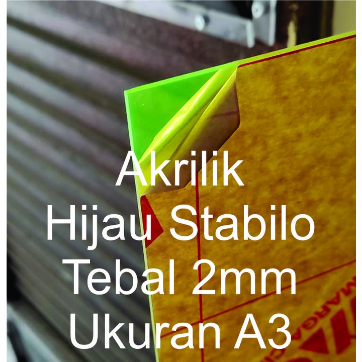 Akrilik Warna Hijau stabilo / hijau neon / Hijau Spotlight Tebal 2mm Ukuran A3