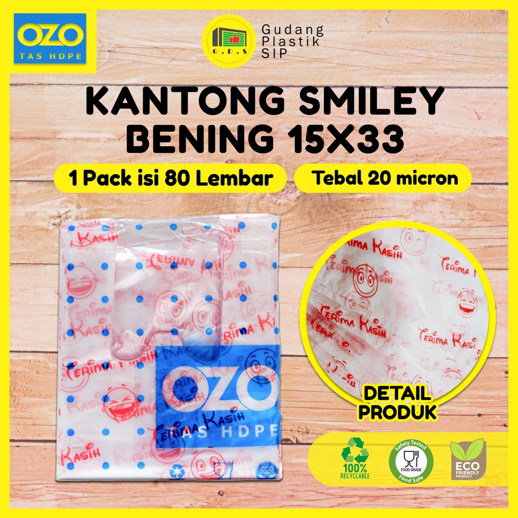 Kantong Plastik Kresek Bening Tebal Terima Kasih Smile UK 15/24/28