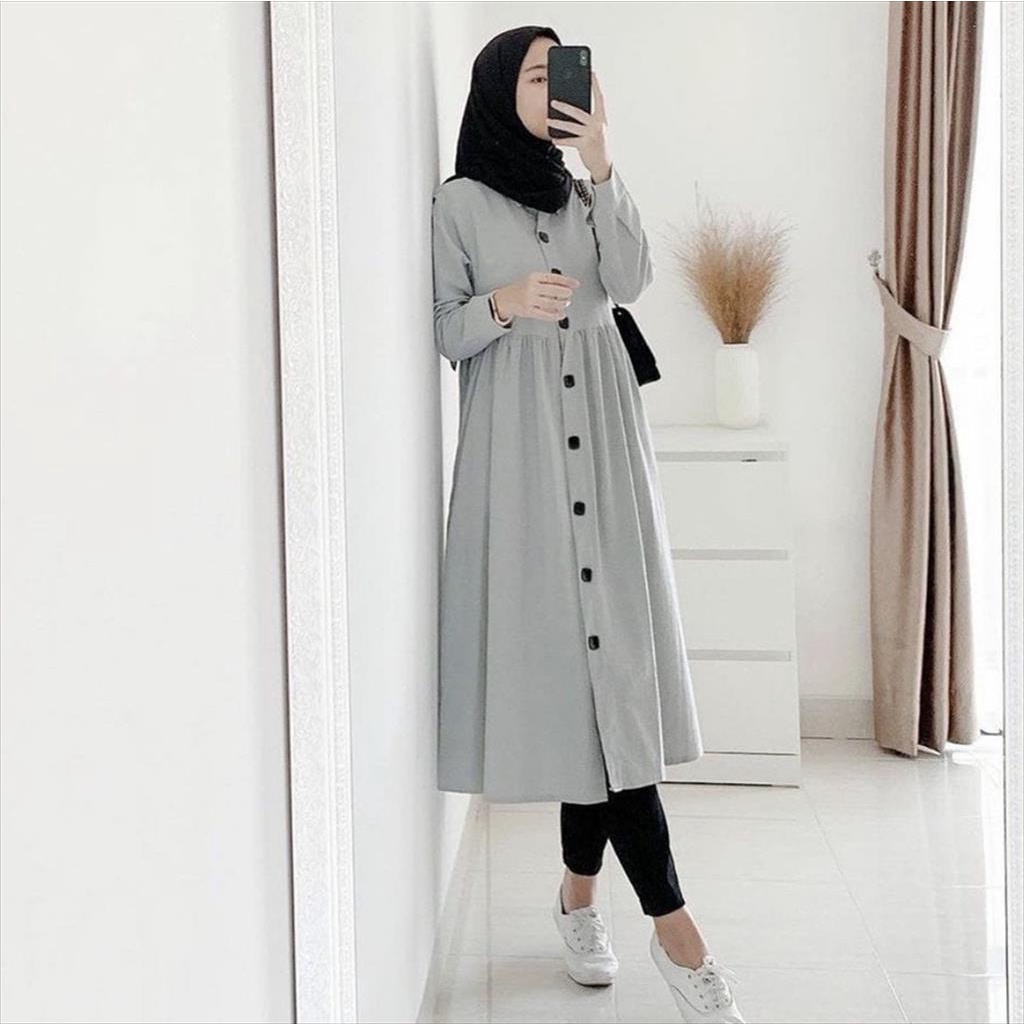 YA 940. Tunik Nadia Kancing Depan Pakaian Atasan Wanita Baju Dress Gamis Kekinian