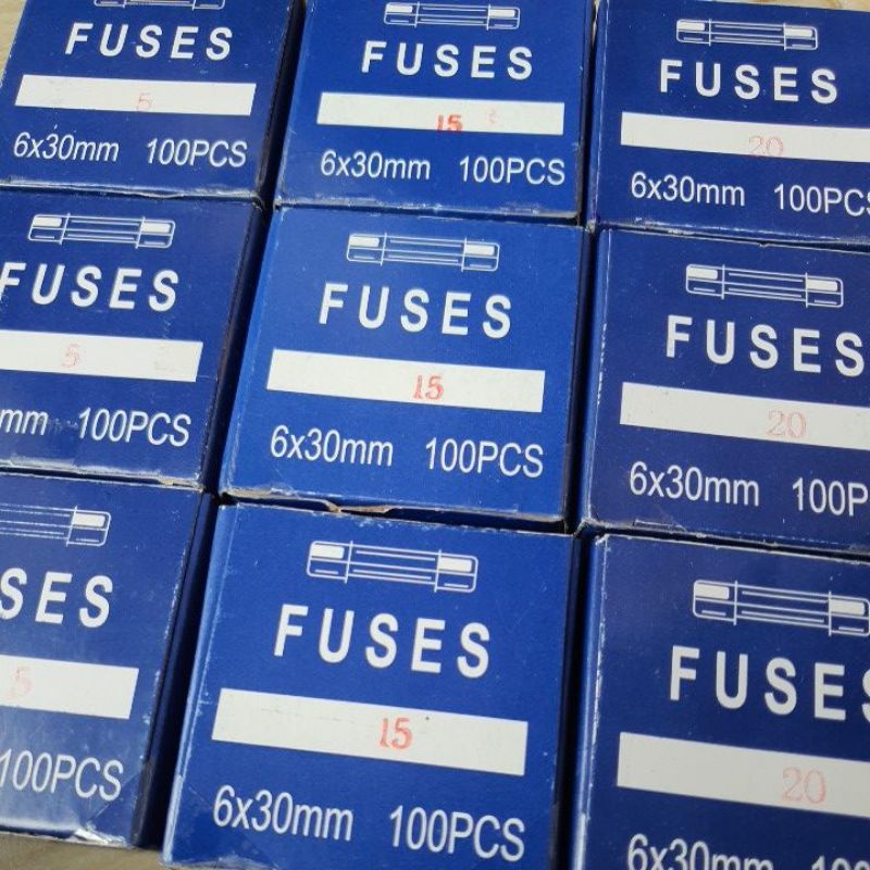 FUSE KACA 6X30MM 5A 15A 20A BACA KETERANGAN