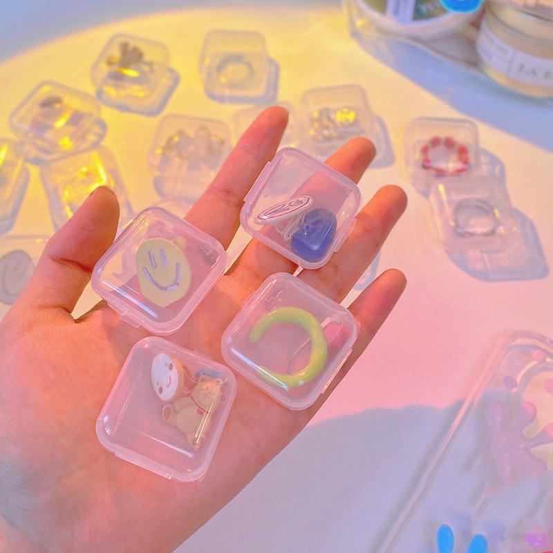 [Hot Sale] Kotak Plastik Persegi Mini Transparan/Wadah Kemasan Perhiasan Organizer Untuk Cincin, Anting, Manik-Manik, Kancing/5Kisi Kompartemen Wadah Plastik