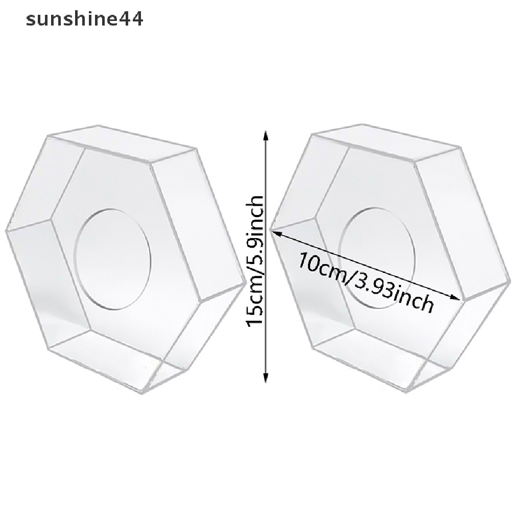 Sunshine Fillable Cake Display Hexagon Papan Akrilik Bening Alat Baking Dekorasi Kue.