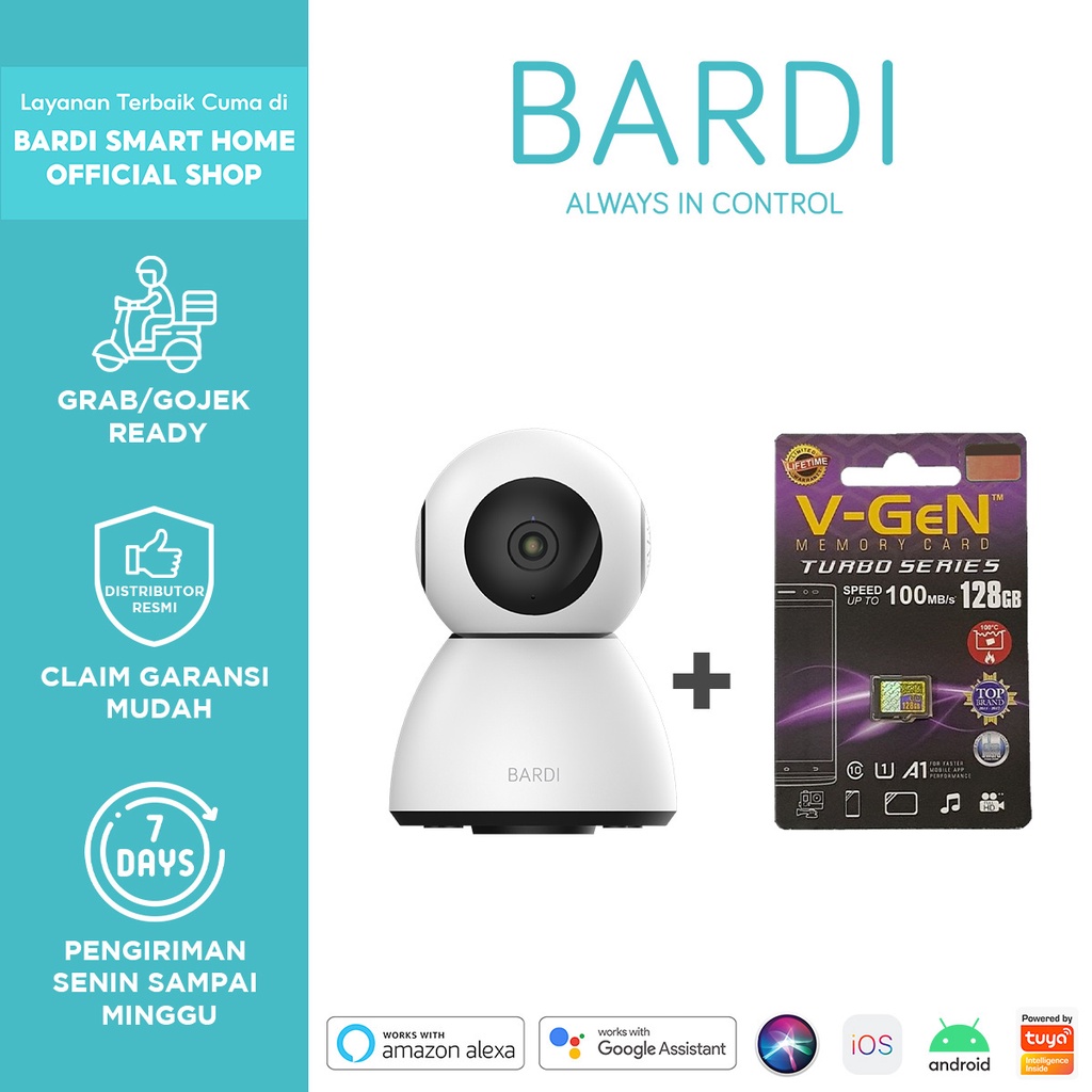 BARDI Smart Indoor PTZ IP Camera CCTV Wifi IoT Home Automation + Micro SD Image 5