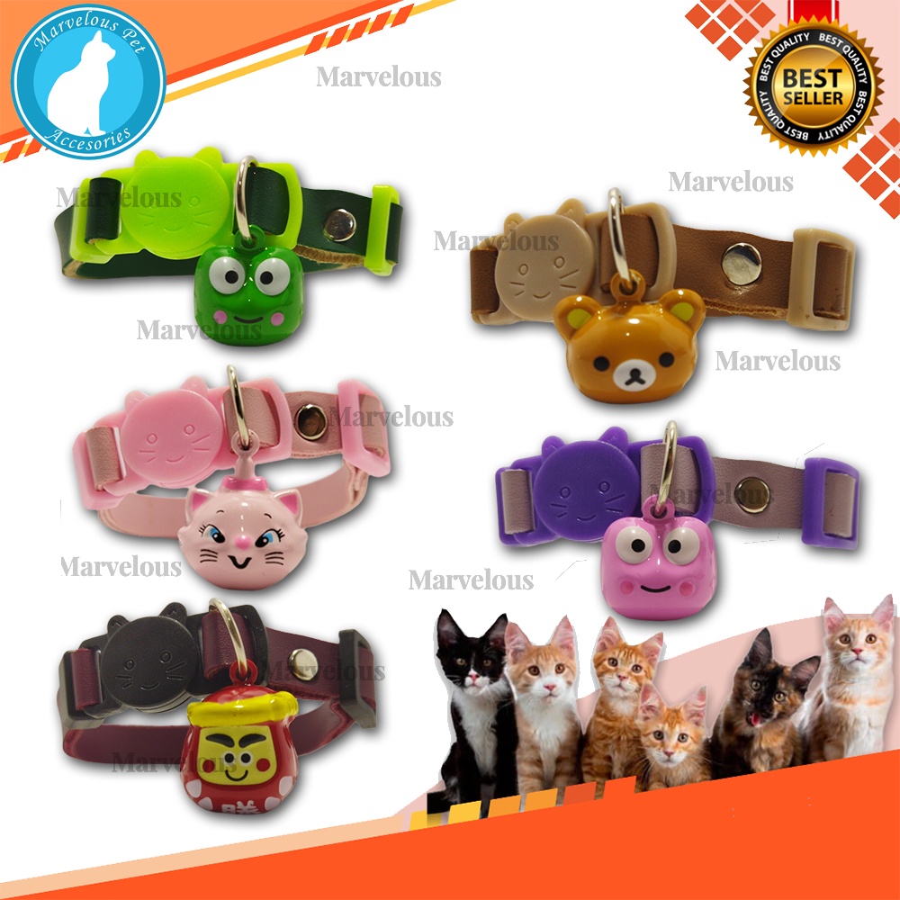 Kalung Kucing Lonceng Karakter Murah Bahan Kulit Sintetis Premium / Aksesoris Leher Kucing / Cat Collar Motif