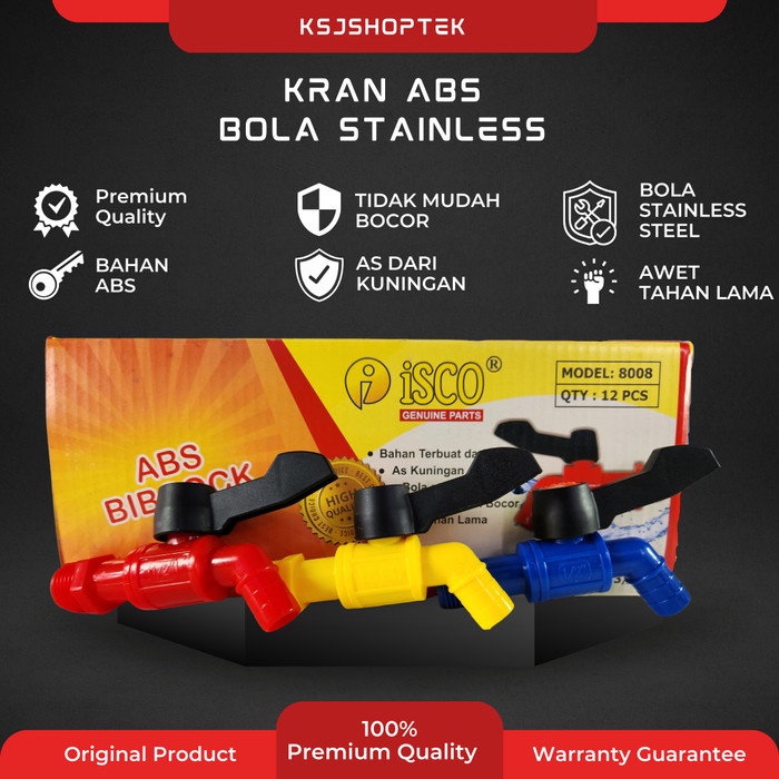 Kran Isco ABS Bola Stainless Steel As Kuningan 1/2 Inch