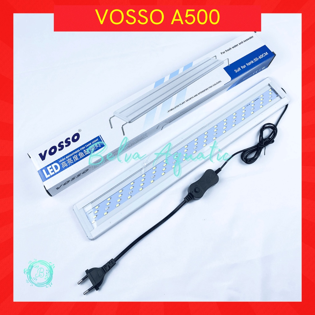 Roxin LED A500 50-60 CM 14 Watt Lampu 4 Baris Cahaya Dominan Putih Lampu LED Atas Gantung Aquarium Aquascape A 500