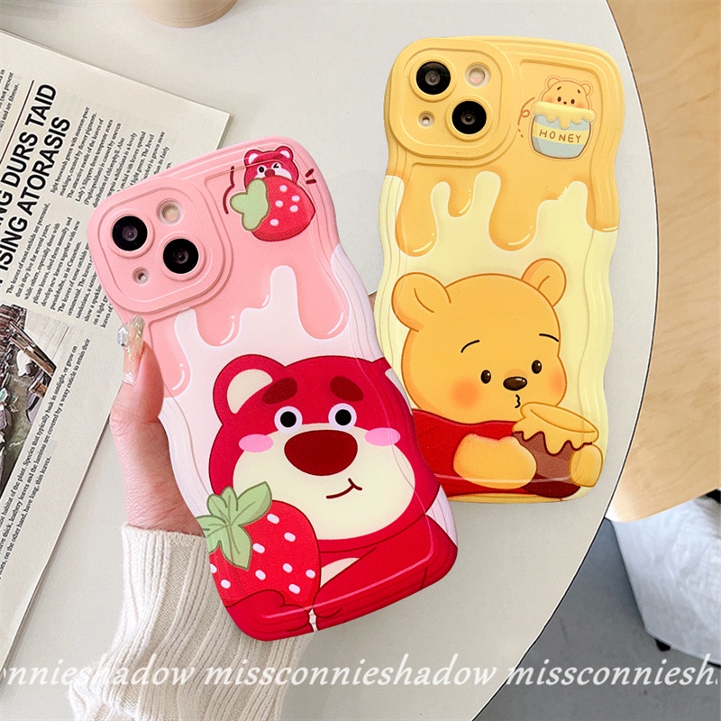 REDMI Redmi9 10 9A 10C 10A 9T A1 A1+9C Mi 11T Pro PO CO M3 X3 NFC Pro Note 10Pro 11Pro+8 9 10 11 9s 11s 10s Kartun Winnie The Pooh Cute Strawberry Bear Manyo Wave Edge Sarung Soft Case