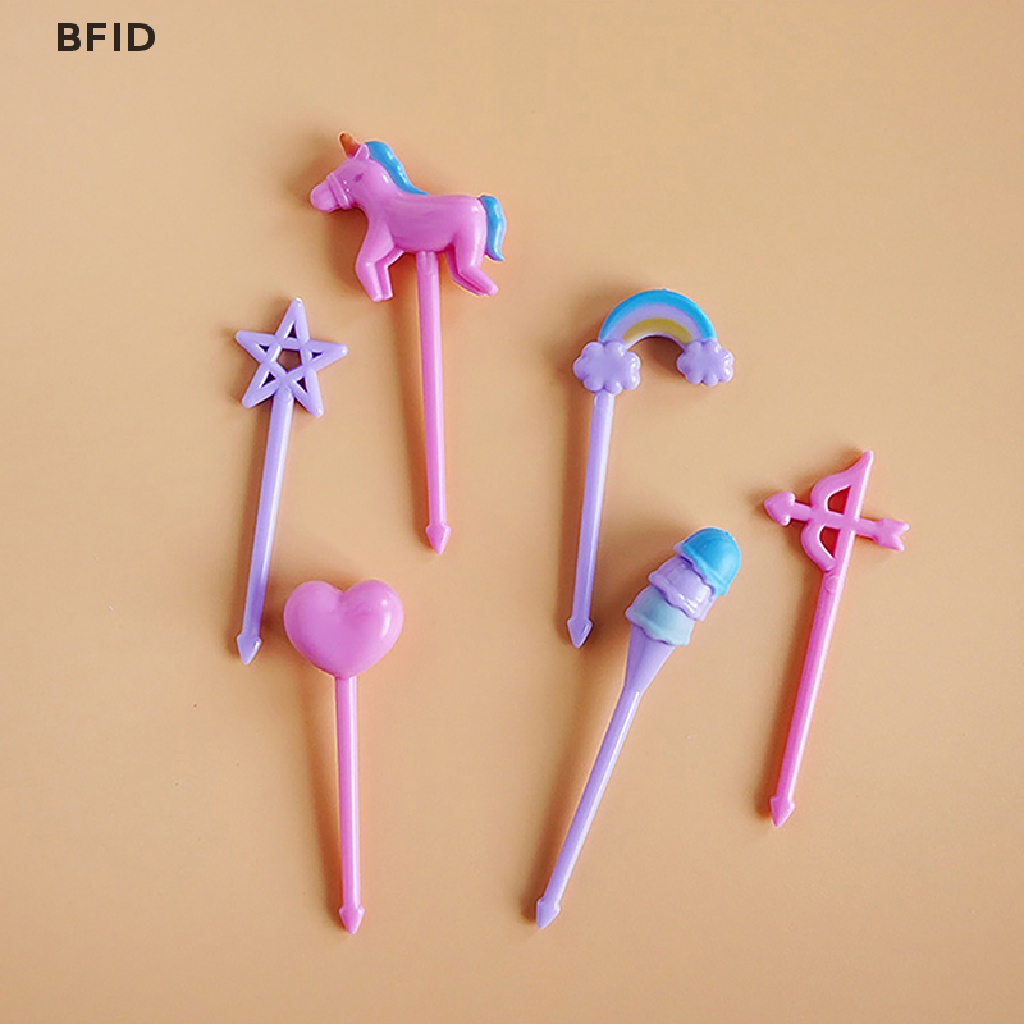 [BFID] 6pcs Set Garpu Buah Makanan Kartun Mini Untuk Anak Dessert Forks Decor Party Supply [ID]