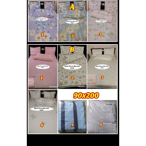 90x200x20 Sprei Perca My Love 90x200 tinggi 20 cm super single size ukuran no 4 katun tebal adem spr