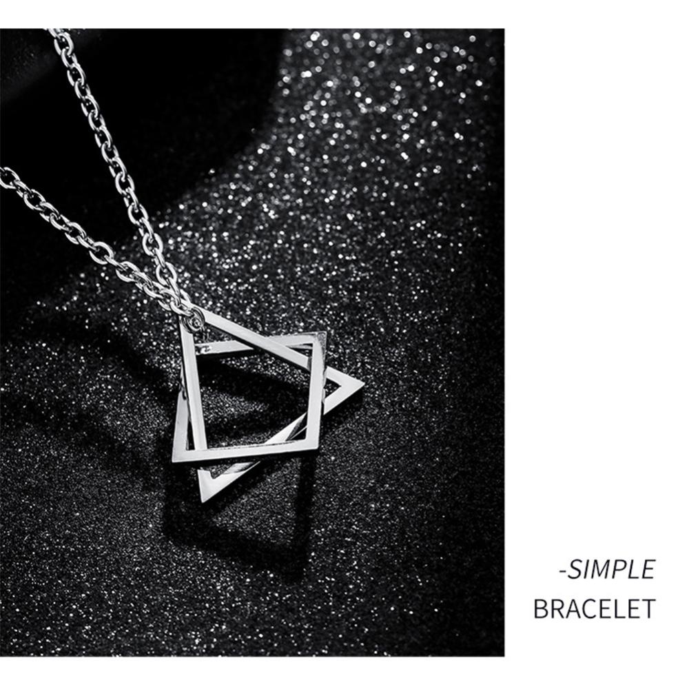 Timekey Kalung Liontin Segitiga Geometris Sederhana Modis Serbaguna Sweater Rantai Kalung Perhiasan Hadiah Untuk Pria G9N8