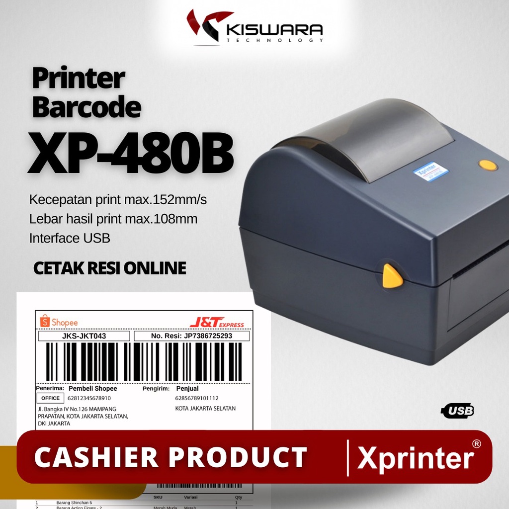 Xprinter Printer Barcode Thermal XP-480B- USB