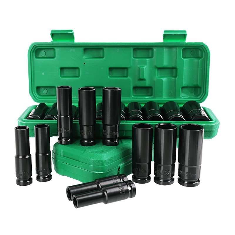 Impact Socket Set 10Pcs 1/2 Inch 8-24MM Panjang Mencapai Extension Impact Socket Soket Nut Perbaikan Alat