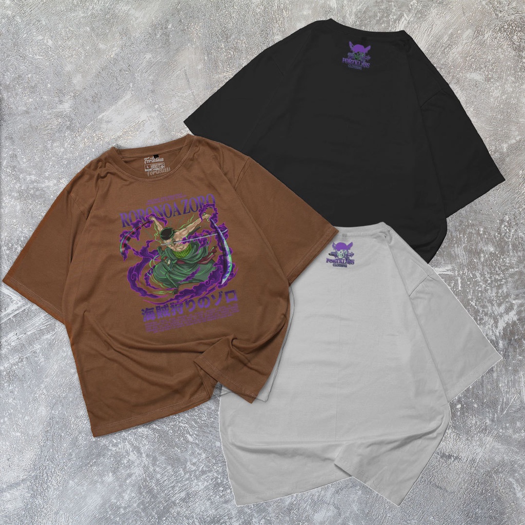 FORTGLASS KAOS ZORO KAOS PRIA KAOS DISTRO TSHIRT PRIA TSHIRT DISTRO KAOS MOTIF SABLON PREMIUM OVERSIZE PRIA