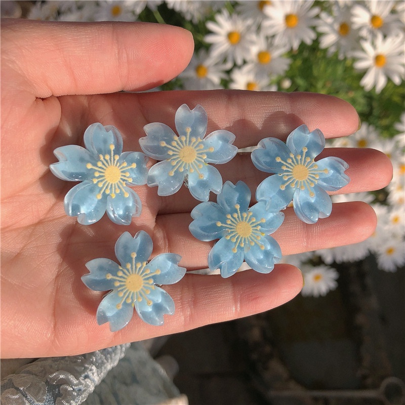 5pcs/set Bunga Sakura Lucu Cakar Rambut Kecil Suasana Manis Cakar Kepiting Jepit Rambut Klip Styling Aksesoris Rambut Fashion