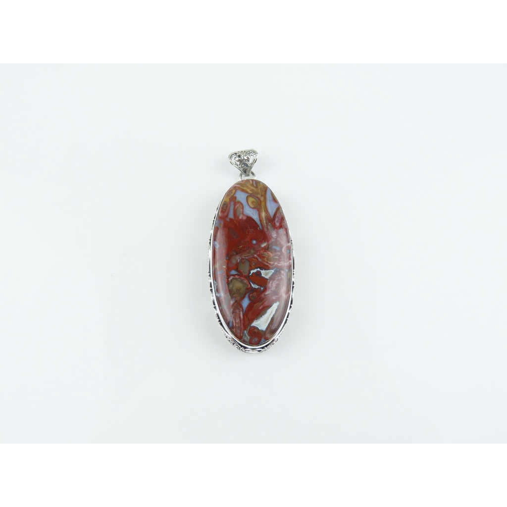 Liontin Jumbo Perak 925 dengan Permata Palm Root Agate