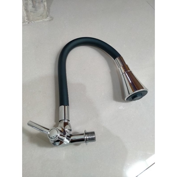 kran angsa flexible karet hitam keran cuci piring lentur kepala terompet