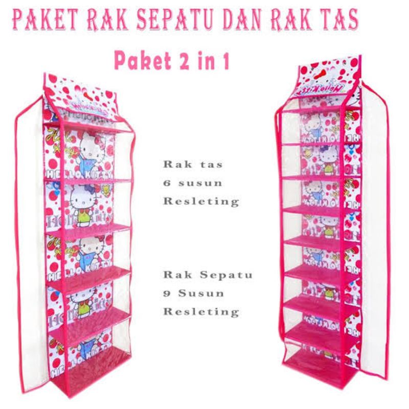 RAK SET 2 IN 1 KARAKTER( RAK SEPATU+RAK TAS )