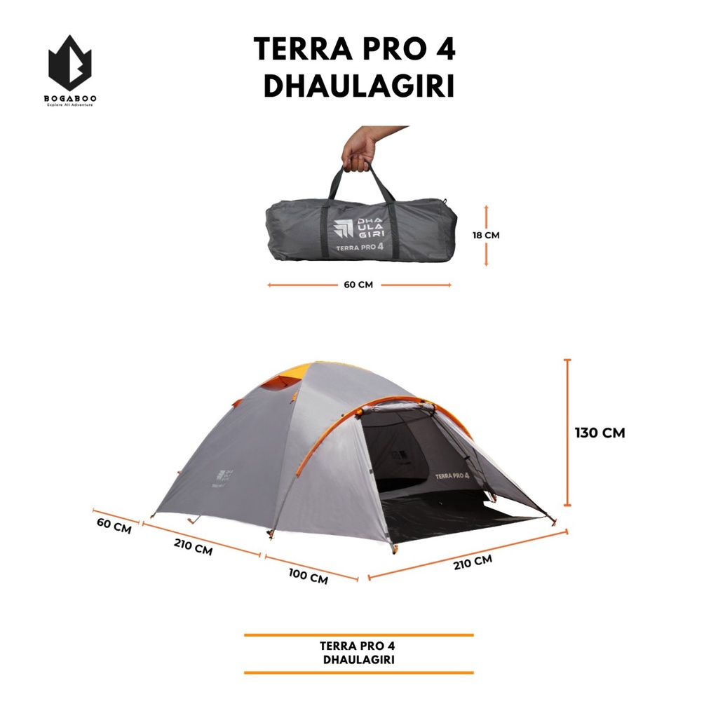 Tenda Dhaulagiri Terra Pro 4 - Tenda Kemping - Tenda Camping 4 Person - Tenda Double Layer - Tenda D