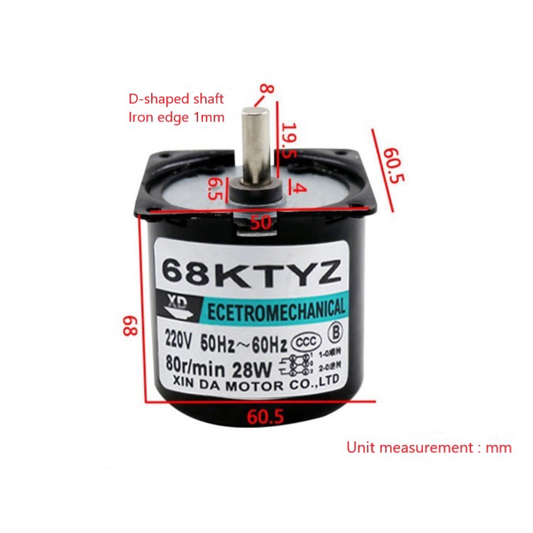 Motor Gearbox Eccentric Shaft 68 KTYZ 28 watt 30Rpm-80Rpm (8231)