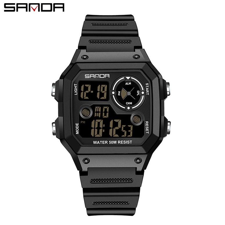 Promo Murah [Bonus Emas] SANDA 418 Jam Tangan Pria Digital Tali Rubber Chronograph Anti Air CURRENOS