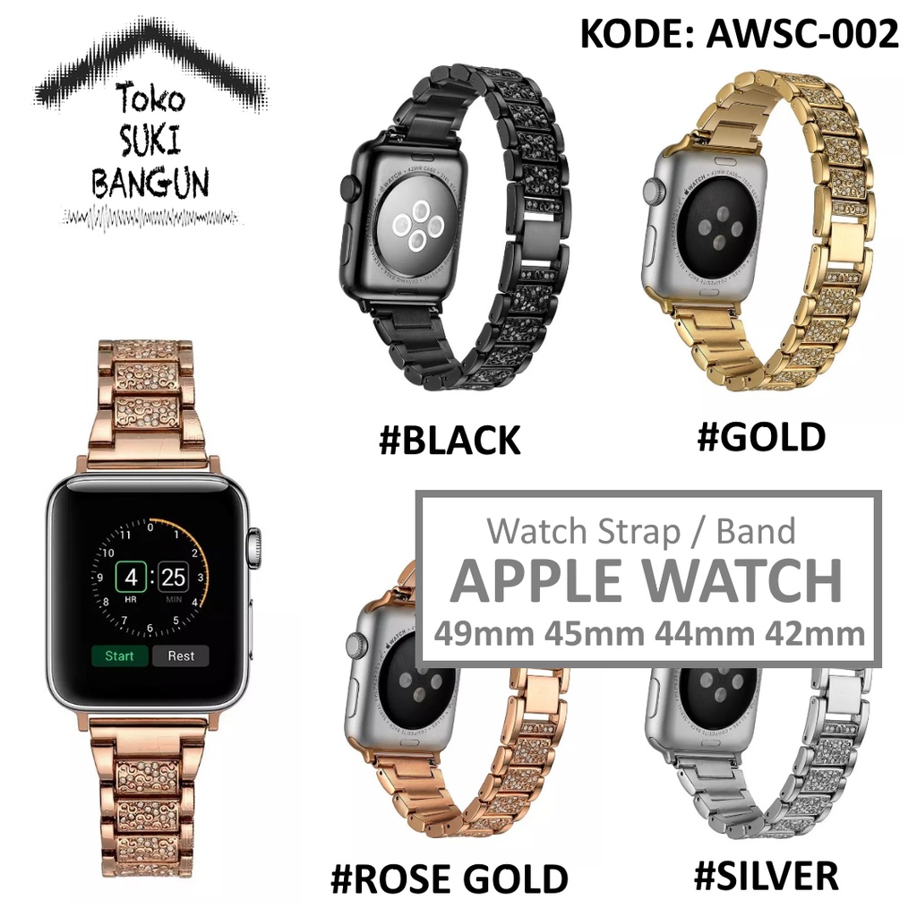 Strap Apple Watch Series Ultra 8 7 6 5 4 3 2 1 49mm 45mm 44mm 42mm TALI JAM Crystal ROMAN Steel Band AWSC-002