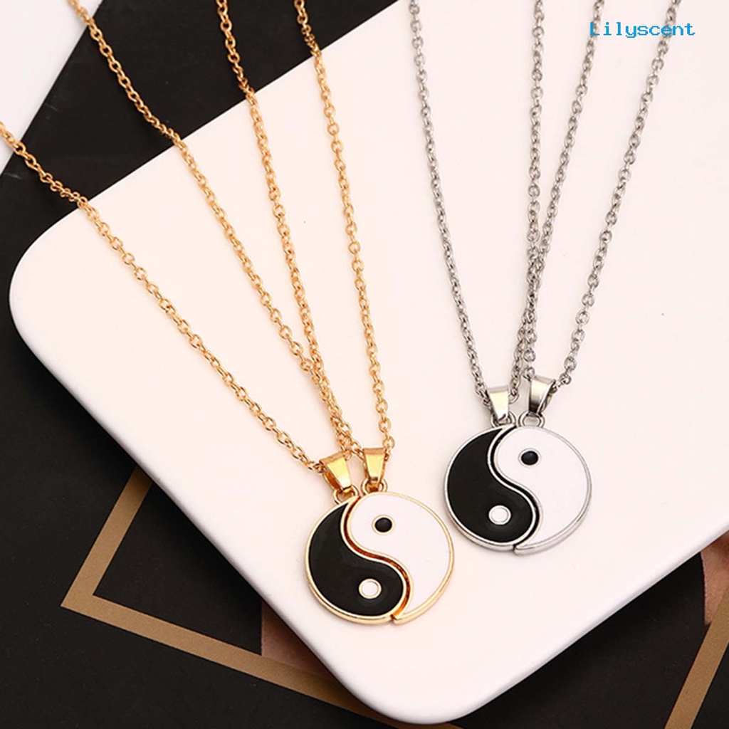 Ls 2pcs/Set Kalung Rantai Tai Chi Liontin Pasangan Memorial Stainless Untuk Hadiah