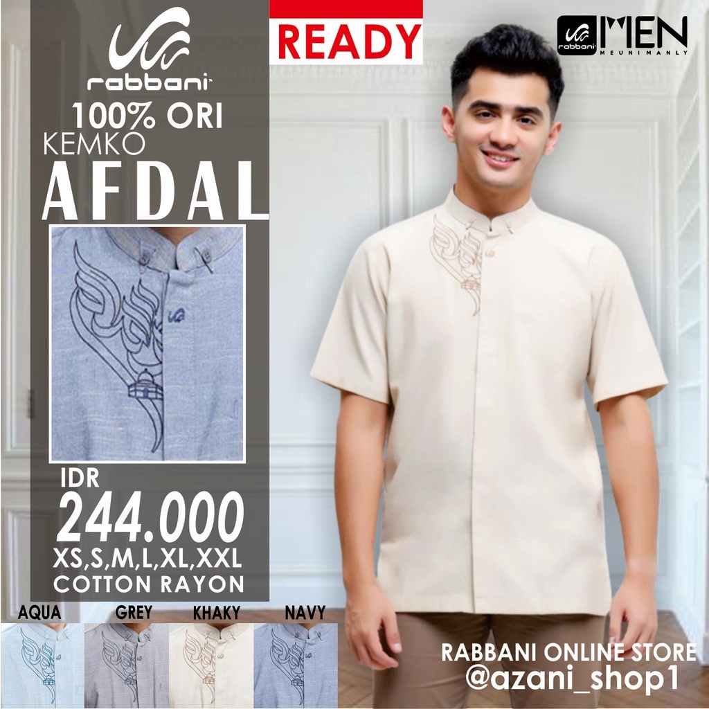 RABBANI PRIA KEMKO KOKO AFDAL ORI - Kemeja Koko Rabani Asli Lengan Pendek Baju Koko Muslim Terlaris