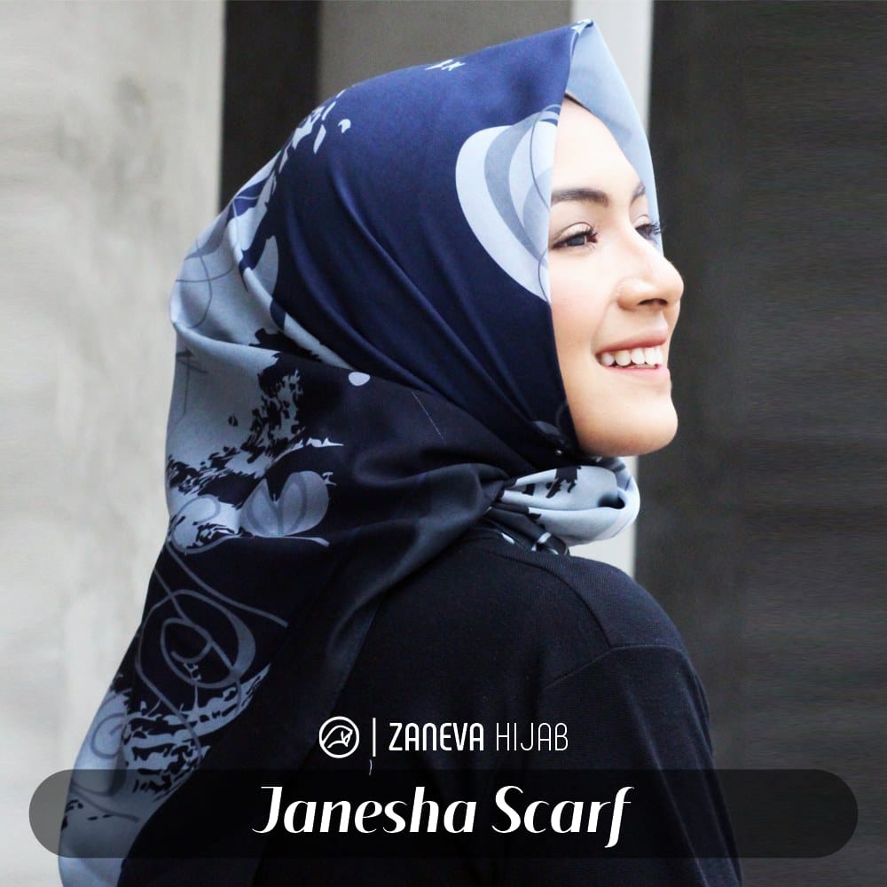 Zara Voal Printed Scarf by Zaneva l Zaneva Hijab Segi empat premium l Hijab Motif Best Seller