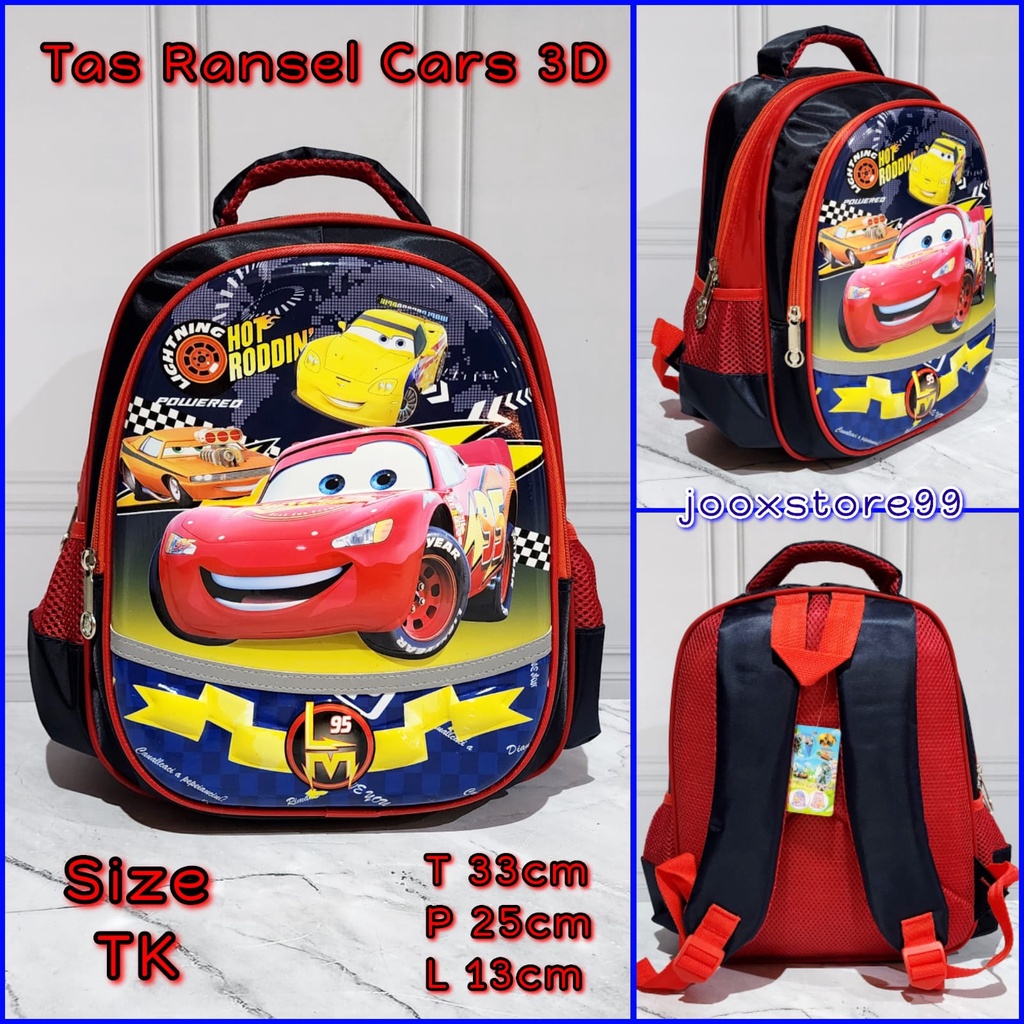 Tas Sekolah Ransel Anak TK Motif Timbul 3D Glossy Tas Gendong Anak Import Backpack Anak Perempuan dan Laki - Laki