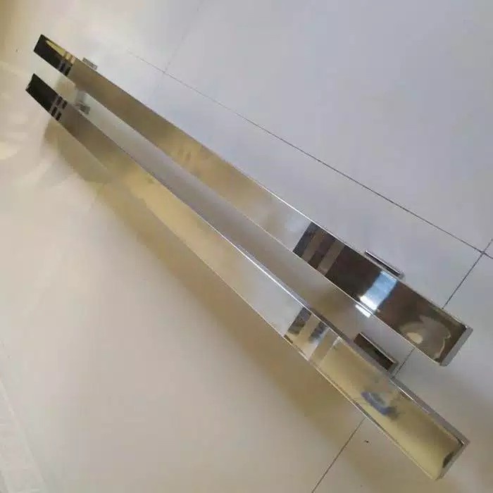 Handle pintu kotak stainlis/handle pintu minimalis lis doff 80cm - Panjang 60 cm