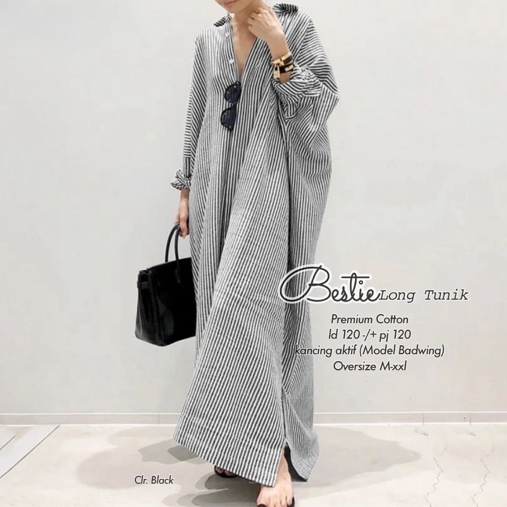 Tahan Lama  Bestie Long Tunik/Tunik Korean Style/Tunik Wanita Hijab/Tunik Kekinian/Longtunik
