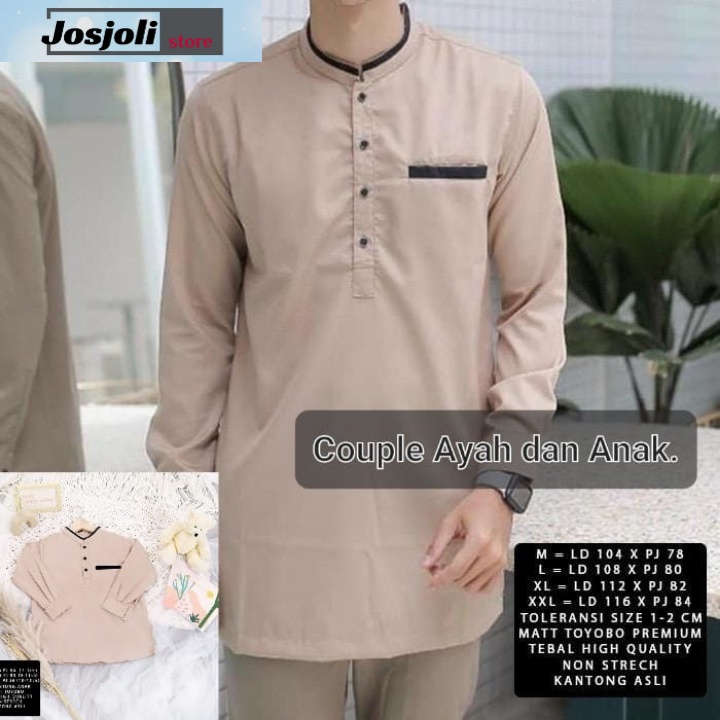 JOSJOLI_STORE/Baju Couple Koko Anwa/Koko Couple Ayah dan Anak Laki-Laki Lengan Panjang/S M L XL XXL