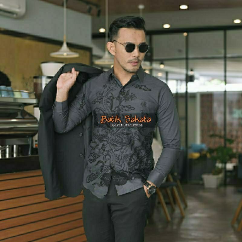 DANUDARA Kemeja Batik Pria Slimfit Premiium Lengan Panjang Bahan Katun Halus Lapis Furing