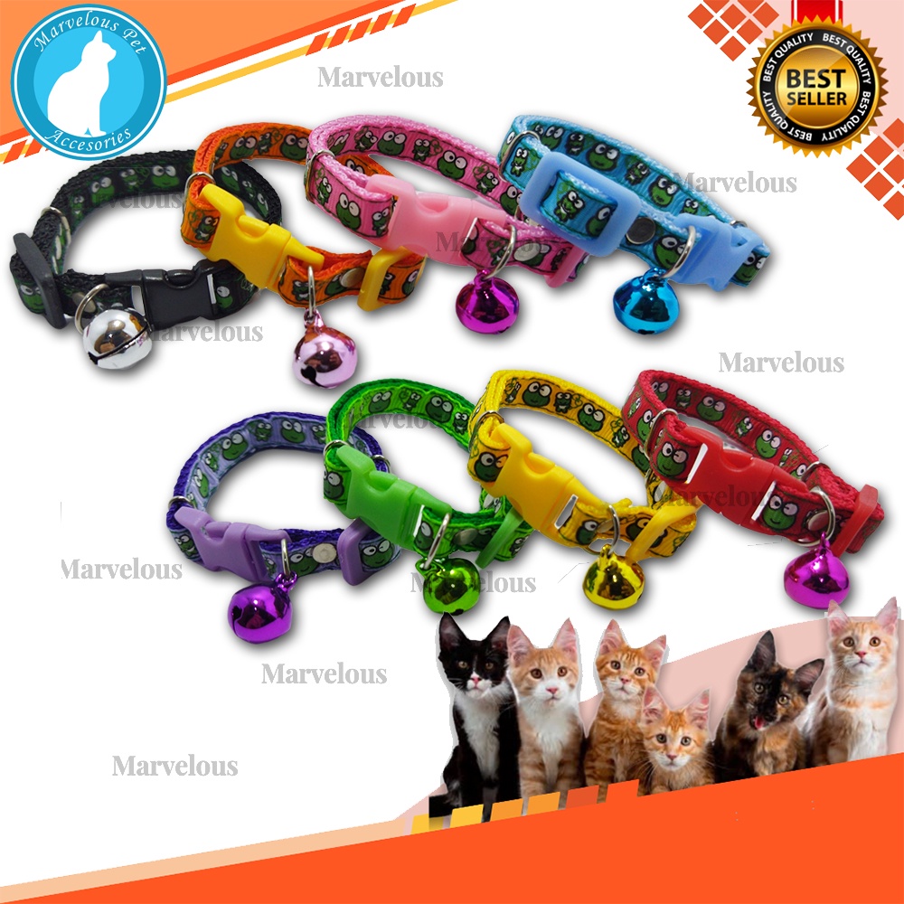 Kalung Kucing Lonceng Besar Ukuran 14mm Motif Keroppi