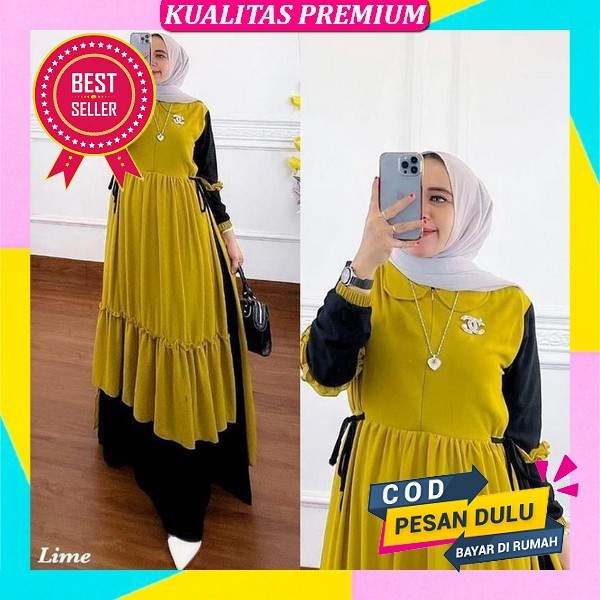 Gamis Set Syari Wanita Lebaran Terbaru 2023 Liana Krinkel Ori Zahin Cod  Prianka Dress Gamis Muslim 