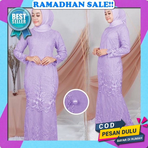 Queenbusana - Mona Dress Brukat Impor Mix Organza Lapis Ceruty Armny Premium Realpict High Kwaliti /