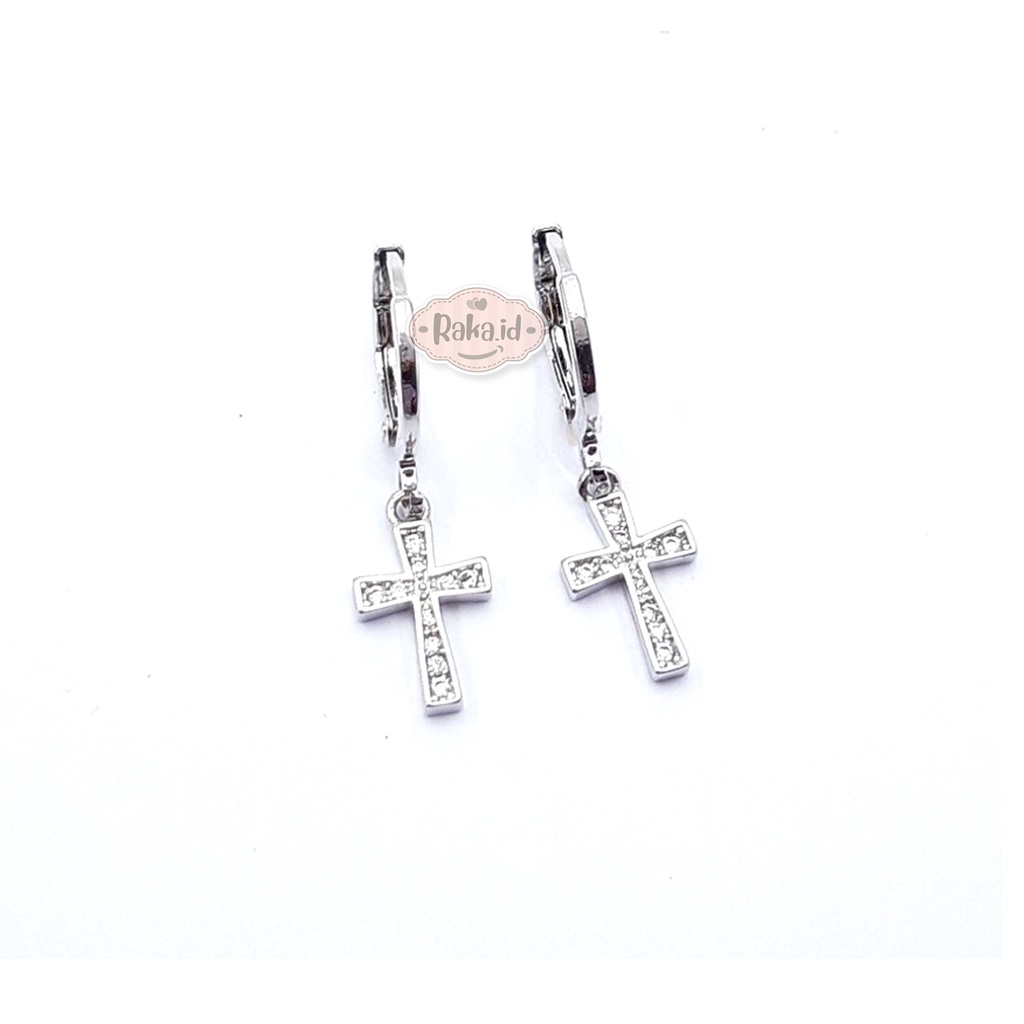 RAKA Acc - Anting Clip / Klip Salib Xuping Siver Perhiasan Aksesoris Wanita Lapis Emas 18k 473