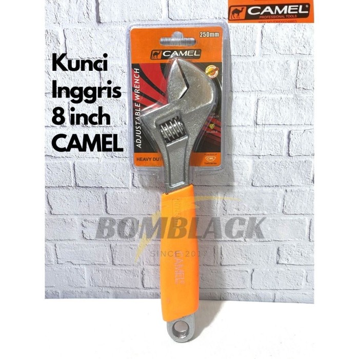 Kunci Inggris 8 inch 200mm CAMEL Gagang Karet Serbaguna Murah OREN