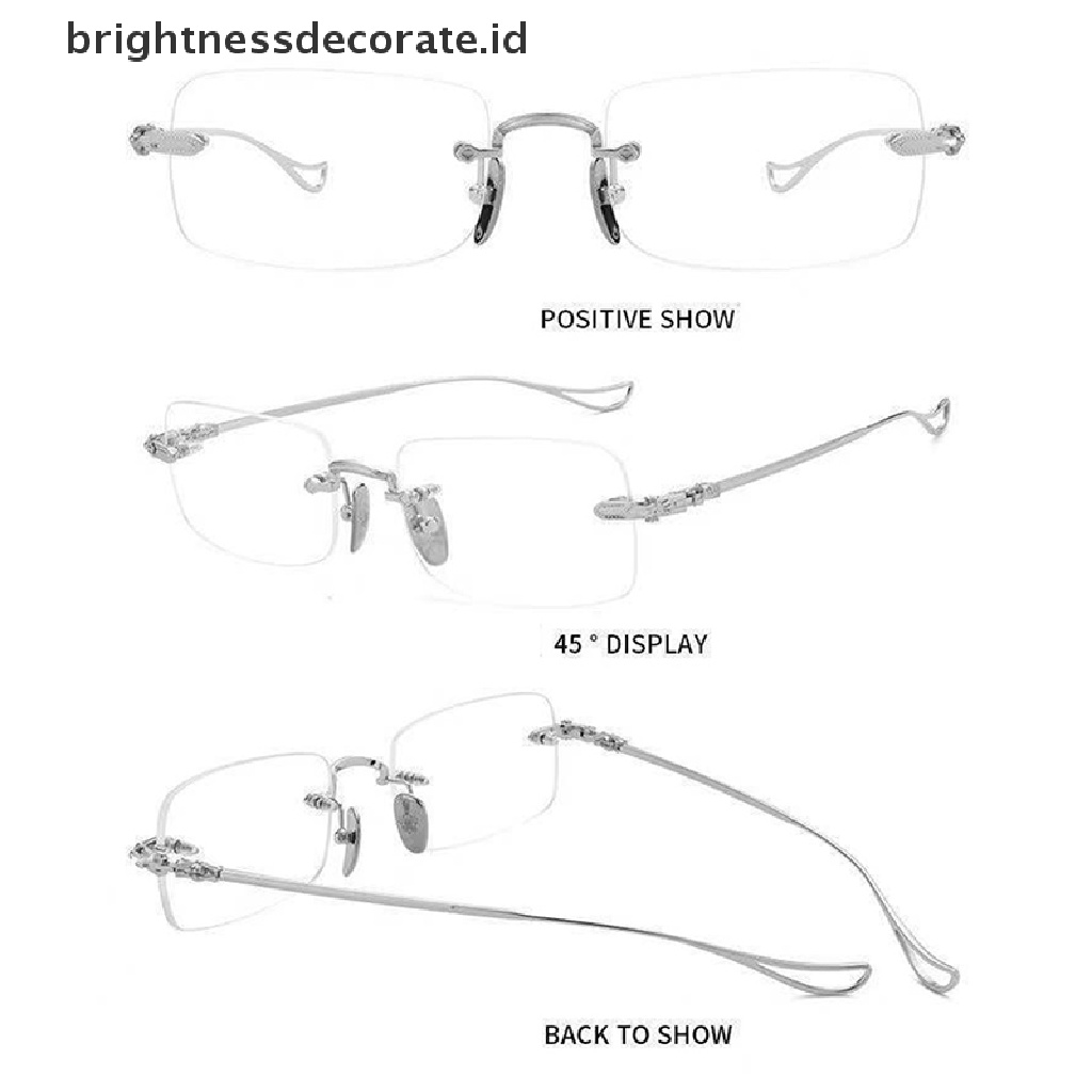 [Birth] Kacamata Baca Pria Presbyopia Goggles Wanita Vintage Rimless Eyewear Diopter+1.0 1.5 2.0 2.5 3.0 3.5 4.0 [ID]